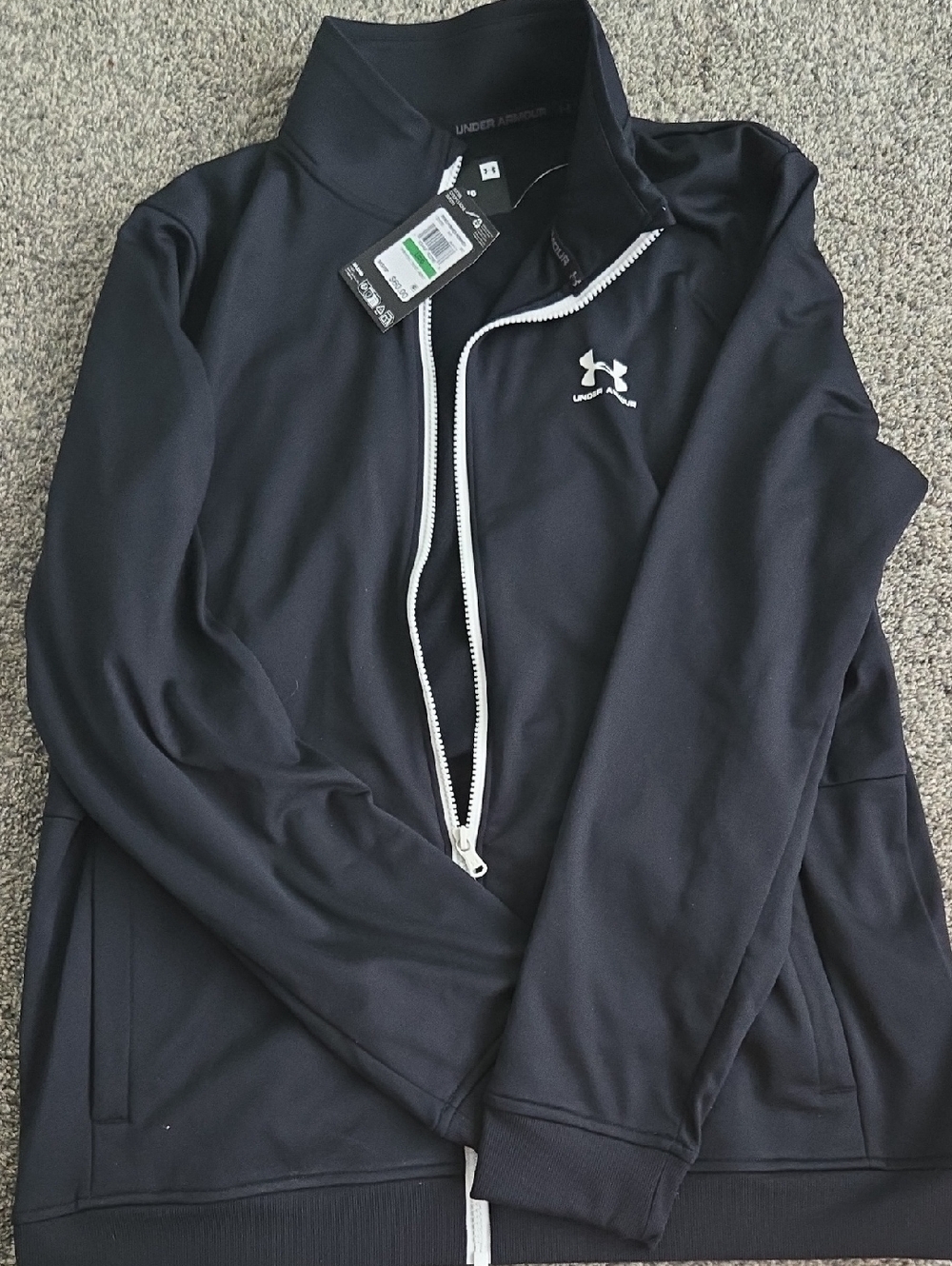 Under Armour Black Jacket with White Zip and Logo